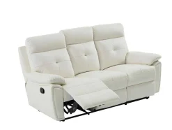 3- + 2-Zits-Relaxbank Van Wit Leer Vineta