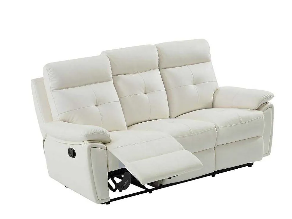 3- + 2-Zits-Relaxbank Van Wit Leer Vineta