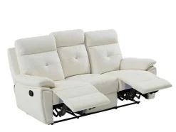 3- + 2-Zits-Relaxbank Van Wit Leer Vineta