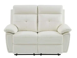 3- + 2-Zits-Relaxbank Van Wit Leer Vineta