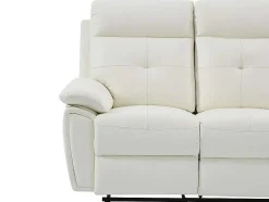 3- + 2-Zits-Relaxbank Van Wit Leer Vineta