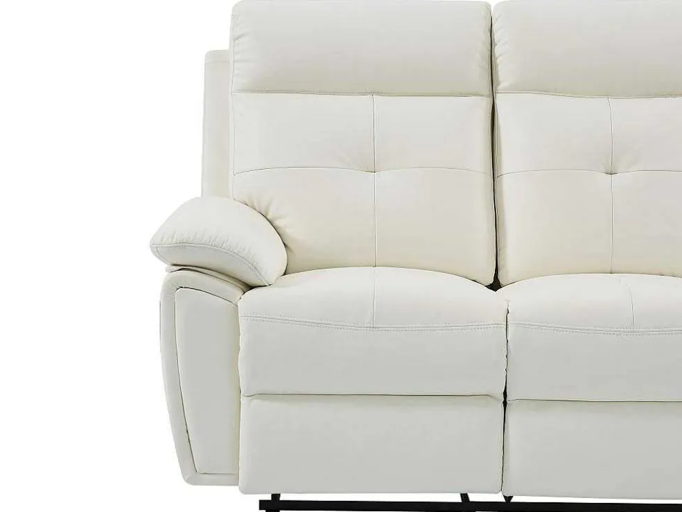 3- + 2-Zits-Relaxbank Van Wit Leer Vineta