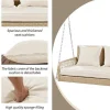 114 Cm Hangstoel In Pe Rotan - 2 Plaatsen - 11 Cm Gewatteerd Zitkussen - Beige