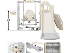 5 In 1 Glijbaan - Met Trap, Schommel, Opbergruimte, Basketbalring - Lichtgrijs