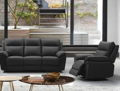 3 Zits Relaxbank En -Fauteuil Van Buffelleer Pakita - Zwart