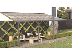 Aanleunende Pergola In Aluminium 15,1M Antraciet Alvaro - L497Xd305Xh240/285 Cm