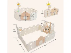 Afneembare En Opvouwbare Babybox 12+2 Met Speelbord, Basketbalring En Schommel Poederroze