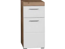 Amandamandobea Badkamerkast 1 Lade, 2 Deuren Eiken Decor, Wit Hoogglans.