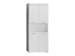Amandamandobea Kolomkast 1 Open Vak, 4 Deuren Wit, Wit Hoogglans.