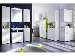 Amandamandobea Kolomkast 1 Open Vak, 4 Deuren Wit, Wit Hoogglans.