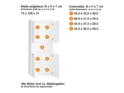 Amandamandobea Kolomkast 1 Open Vak, 4 Deuren Wit, Wit Hoogglans.