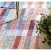 Andre 2295 Tapijt Wasbaar Klaver Strips Antislip - Roze / Blauw 120X170 Cm