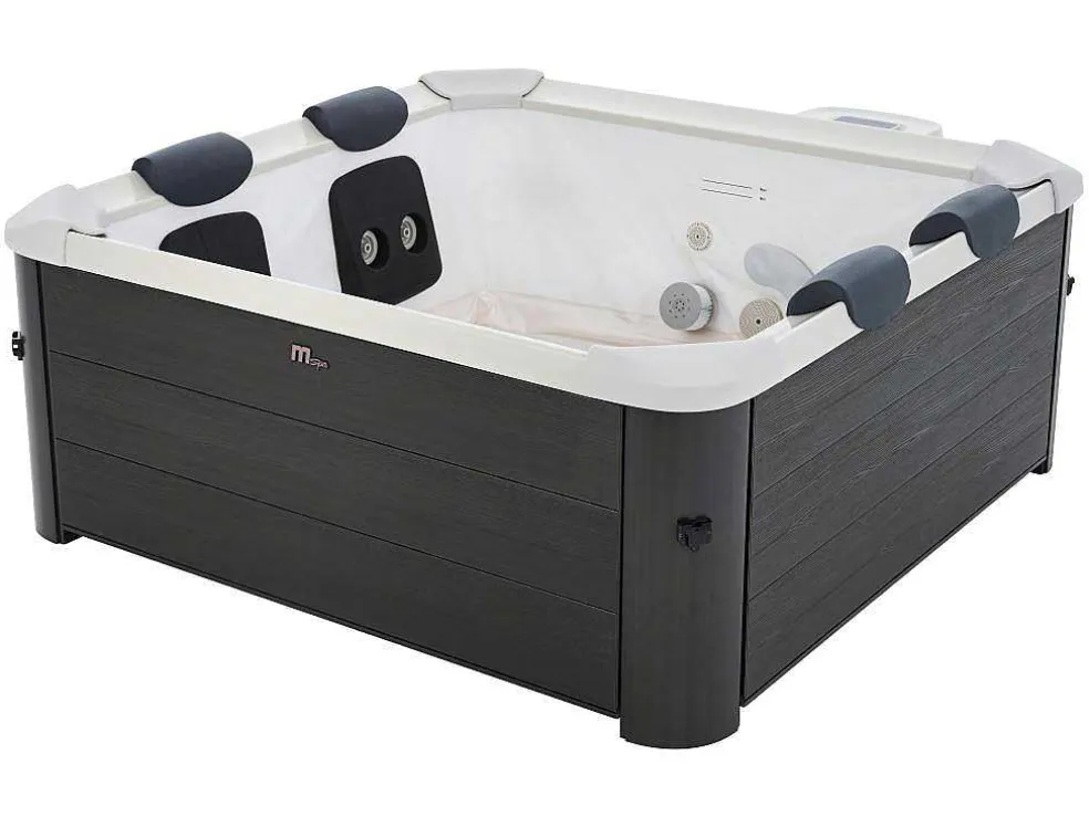 Antracietgrijze Halfharde Spa Met 6 Plaatsen Met Ledverlichting En Accessoires - 128 Stralen - L160 X B160 X H65 Cm - Napuka Van Mspa