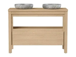 Badkamermeubel Met Opzetwastafel Van Steen - Eikenfineer - 120 Cm - Cosmoti