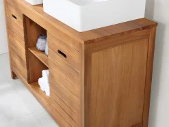 Badkamermeubel Van Acaciahout Met Enkele Wastafel - 130 Cm - Pulukan
