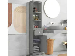Badkamerzuil - H 170 Cm - Met 1 Lade En Verstelbare Planken - Grijs