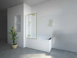 Badscherm Goudkleurig Industriele Stijl 80 X 140 Cm Gehard Glas Bradenton