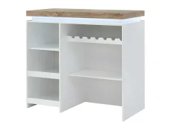 Barmeubel Halo Ii - Wit Gelakt Mdf - Leds - Wit En Eik