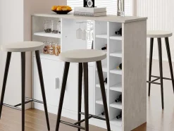 Barmeubel, Laag Dressoir Met Opbergruimte - Mdf - Eigentijdse Stijl - Kleuren: Grijs En Wit