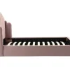 Bed Met Glooiend Hoofdeinde - 140 X 190 Cm - Fluweel - Oud Roze - Sagali