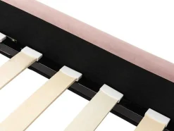 Bed Met Glooiend Hoofdeinde - 140 X 190 Cm - Fluweel - Oud Roze - Sagali