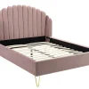Bed Met Glooiend Hoofdeinde - 160 X 200 Cm - Fluweel - Oud Roze - Sagali