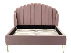 Bed Met Glooiend Hoofdeinde - 160 X 200 Cm - Fluweel - Oud Roze - Sagali