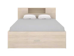 Bed Met Hoofdeinde, Opbergruimte En Lades - 160 X 200 Cm - Eikenkleur - Leandre