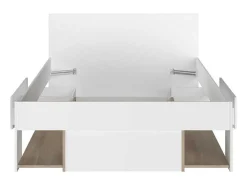 Bed Met Opbergruimte 120 X 190 Cm Wit En Houtlook Kinselia