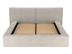 Bed Met Opbergruimte 160 X 200 Cm - Ribfluweel - Beige + Matras - Timano