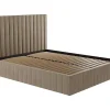 Bed Met Opbergruimte 180 X 200 Cm Met Hoofdbord Met Verticale Stiksels - Velours - Taupegrijs + Matras - Larali