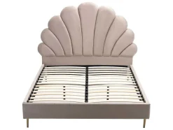 Bed Met Schelpvorm 140 X 190 Cm - Velours - Beige - Livaya
