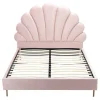 Bed Met Schelpvorm 140 X 190 Cm - Velours - Roze - Livaya