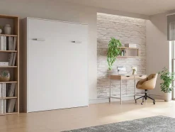 Bedkast 160 X 200 Cm Verticaal Manueel Te Openen Wit Met Matras Malina Ii