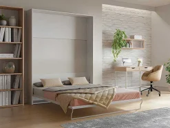 Bedkast 160 X 200 Cm Verticaal Manueel Te Openen Wit Met Matras Malina Ii