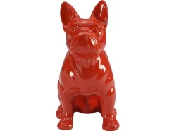 Beeld Van Franse Bulldog - Hars - L. 27 X B. 16 X H. 32 Cm - Rood - Doggo