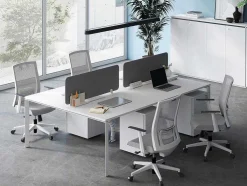 Benchbureau Voor 4 Personen - Wit - L120 Cm - Met Afscheidingen - Downtown