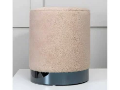 Benji Poef, Hocker O35Cm Teddystof Beige, Zwart.