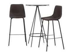 Bistro Barmeubelset Bartafel Zwart En 2 Alexi Barstoelen Bruin.