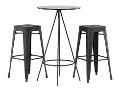 Bistro Barmeubelset Bartafel Zwart En 2 Tempe Barstoelen Zwart.