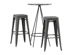 Bistro Barmeubelset Bartafel Zwart En 2 Tempe Barstoelen Dunkergrijs.