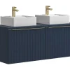 Blauw Hangend Badkamermeubel Met Dubbele Wastafel - 120 Cm - Josepha