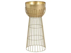 Bloembak Met Draadstructuur Van Metaal - D30 X H71 Cm - Goudkleurig - Cemoro