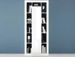 Boekenkast Met 1 Deur En 11 Nissen - Wit Gelakt - Balka