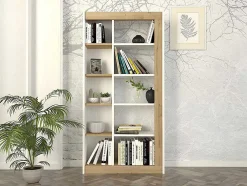 Boekenkast Met 10 Nissen - Licht Naturel En Wit - Silomai