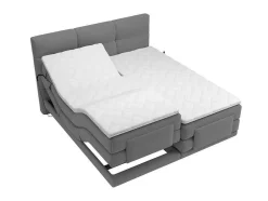 Boxspring-Hoofdbord + Elektrische Lattenbodem + Matras + Opleg - 2 X 90 X 200 Cm - Lichtgrijs - Lodi Van Palacio