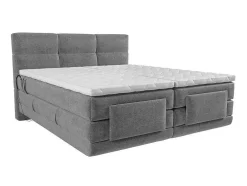 Boxspring-Hoofdbord + Elektrische Lattenbodem + Matras + Opleg - 2 X 90 X 200 Cm - Lichtgrijs - Lodi Van Palacio