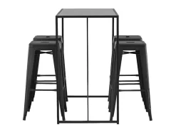 Brea Barmeubelset Bartafel Zwart En 4 Tempe Barstoelen Zwart.