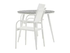 Break Tuinmeubelset Tafel O90Cm Grijs, 2 Stoelen Santorini Wit.