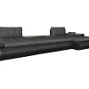 Brede Omkeerbare Hoekslaapbank Van Zwart En Antracietkleurig Kunstleer Azelma Ii